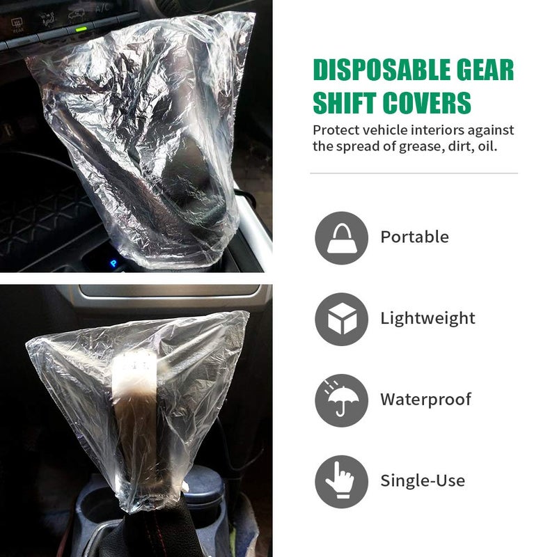 None/Brand 500PCS Disposable Gear Shift Cover Plastic Transparent Car Gear Shift Protective Covers with Elastic Trims for Car Gear Shift Protection - Image 5